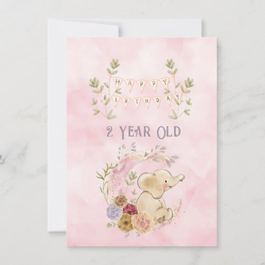 Carte Enfant de 2 ans Joyeux anniversaire Elephant Baby  (Devant)