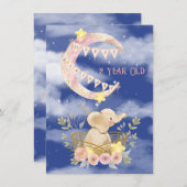 Carte Enfant de 2 ans Joyeux anniversaire Elephant Baby  (Devant / Derrière)