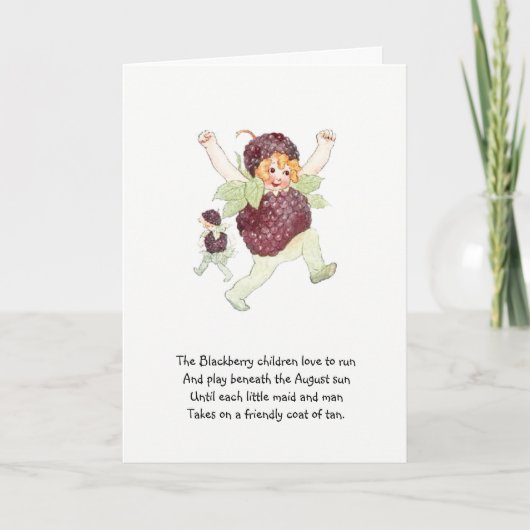 Carte Enfant de fleur vintage de comptine Blackberry (Devant)