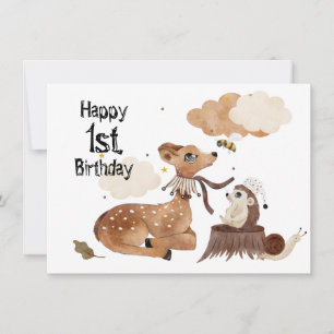 Carte Enfant d'un an Bébé Animal Anniversaire
