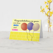 Carte enfant et fille jumelle (Fleur jaune)