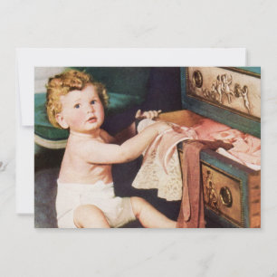 Carte Enfant Mignon des Années Passées Jouant avec une C