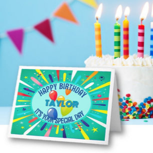 Carte Enfant personnalisé coloré anniversaire