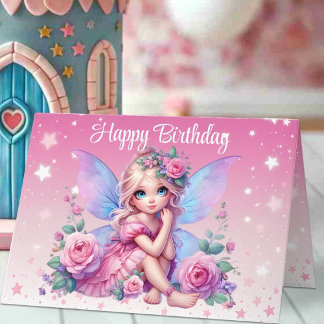 Carte Enfant poilu avec roses roses roses douces Joyeux 