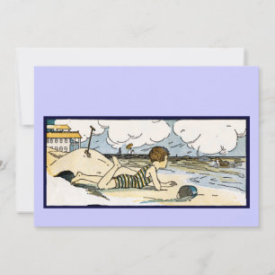 Carte Enfant sur la plage Art Vintage