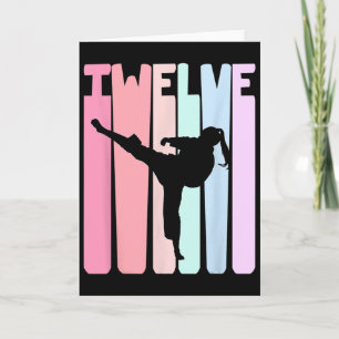 Carte Enfants 12e anniversaire Taekwondo rétro Karaté Fi