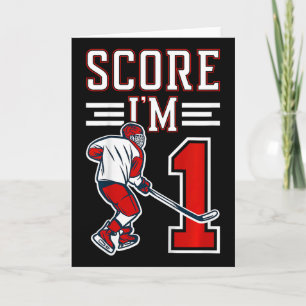 Carte Enfants 1er anniversaire Hockey sur glace Garçon U