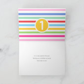 Carte Enfants 1er anniversaire mignon arc-en-ciel Coeurs (Intérieur)