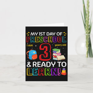 Carte Enfants 1er Jour de maternelle J'ai 3 ans et lis