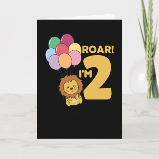 Carte Enfants 2. Lion d'anniversaire 2 ans Garçon (Devant)