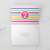 Carte Enfants 2e anniversaire mignon arc-en-ciel Coeurs  (Intérieur)