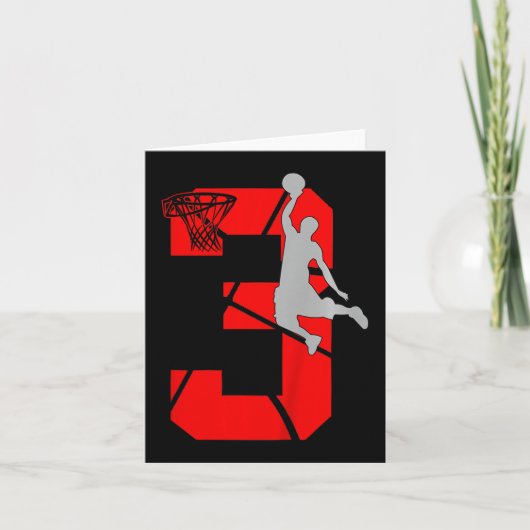 Carte Enfants 3 ans 3ème Basketball Anniversaire FêteThè (Devant)