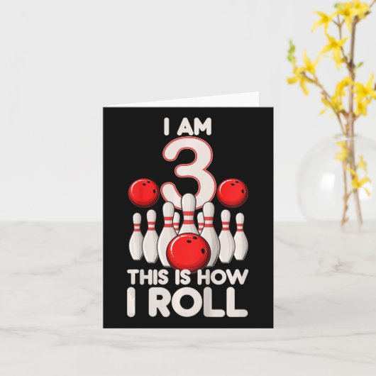 Carte Enfants 3 ans Vieux Bowling Party 3e anniversaire (Fleur jaune)