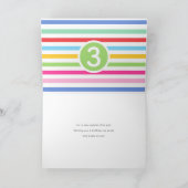 Carte Enfants 3e anniversaire mignon arc-en-ciel Coeurs (Intérieur)