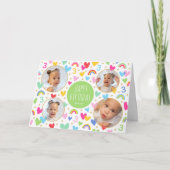 Carte Enfants 3e anniversaire mignon arc-en-ciel Coeurs (Devant)
