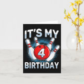 Carte Enfants 4 ans Bowling 4e Anniversaire Garçons G (Fleur jaune)