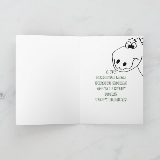 Carte Enfants 4E anniversaire 3D Dinosaur (Intérieur)