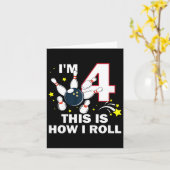 Carte Enfants 4e anniversaire Bowling I'm 4 This Is How  (Fleur jaune)