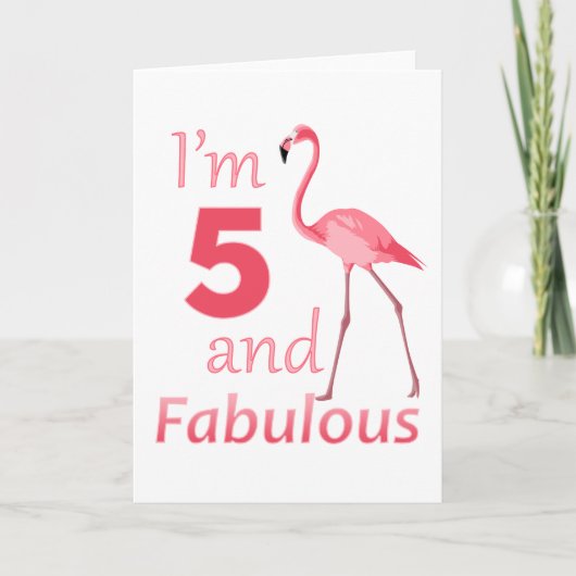Carte Enfants 5e anniversaire Cute Pink Flamant rose (Devant)