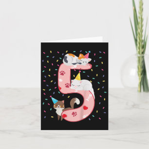 Carte Enfants 5e anniversaire fille mignonne tenue de ch