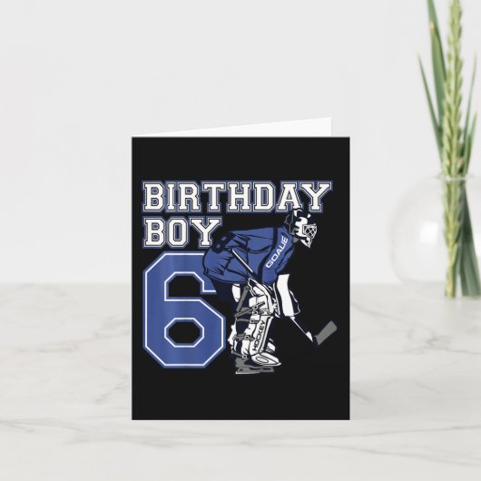 Carte Enfants 6 ans Hockey sur glace Goalie Thème Annive (Devant)