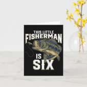 Carte Enfants 6 ans Pêche Anniversaire Pêcheur 6 (Fleur jaune)