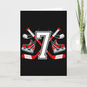 Carte Enfants 7e anniversaire hockey sur glace garçon se
