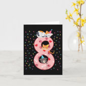 Carte Enfants 8e anniversaire fille mignonne tenue de ch (Fleur jaune)