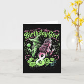 Carte Enfants 8e anniversaire sorcière rose et vert 8 an (Fleur jaune)