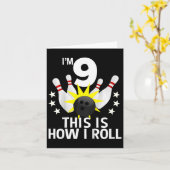 Carte Enfants 9 ans Bowling Anniversaire Chemise de fête (Fleur jaune)