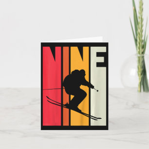 Carte Enfants 9e anniversaire Boy Retro Ski Lover Skier 