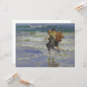 Carte Enfants à la plage (par Edward Henry Potthast) (Devant/Arrière en situation)