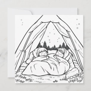 Carte Enfants à la tente   Page de coloriage du camping 