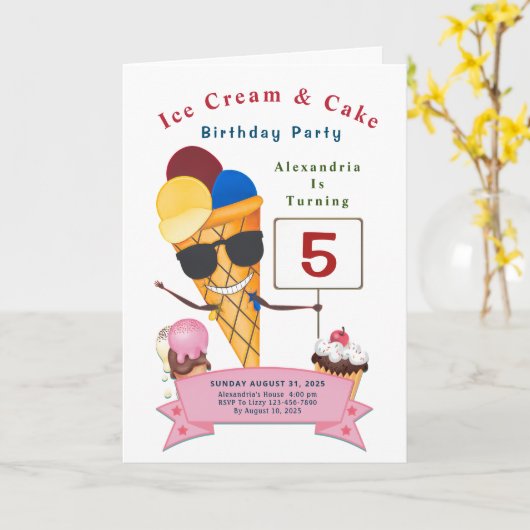 Carte Enfants Anniversaire Fun Cute (Fleur jaune)