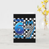 Carte Enfants bleus à carreaux j'avais 6 ans j'ai 7 ans (Fleur jaune)