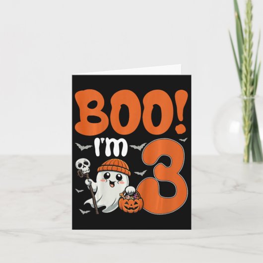 Carte Enfants Boo I'm 3 Halloween Citrouille Éffrayant 3 (Devant)