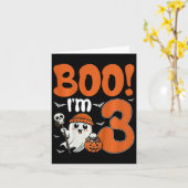 Carte Enfants Boo I'm 3 Halloween Citrouille Éffrayant 3 (Fleur jaune)