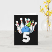 Carte Enfants Bowling Anniversaire 5 Bowling Thème 5ème (Fleur jaune)