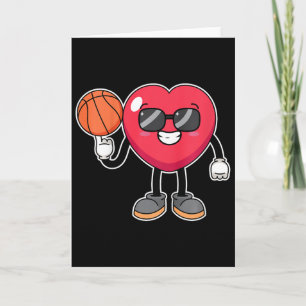 Carte Enfants Bysketbyll Joueur Coeur Valentines Jour Cu
