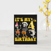 Carte Enfants C'est mon 4e anniversaire Garçon drôle Ske (Fleur jaune)