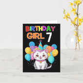 Carte Enfants Chat Anniversaire 7 Anniversaire Filles 7e (Fleur jaune)