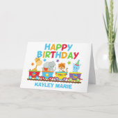Carte Enfants Circus Animal Train Cute Custom Anniversai (Devant)