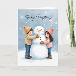 Carte Enfants confortables construisant un bonhomme de n