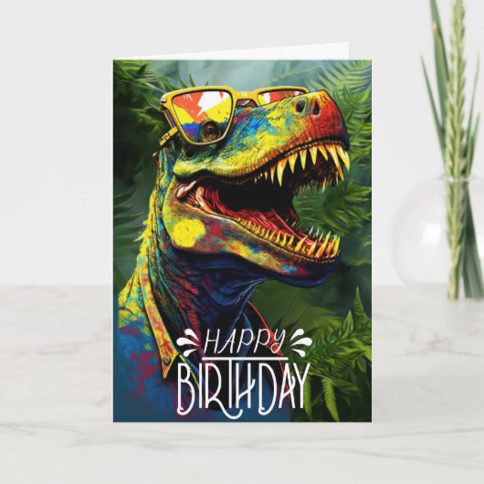 Carte Enfants Cool Dinosaur Jungle Anniversaire (Devant)