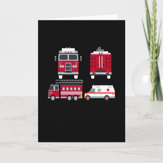 Carte Enfants de Camion de Pompiers Garçons Filles (Devant)