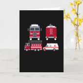 Carte Enfants de Camion de Pompiers Garçons Filles (Fleur jaune)