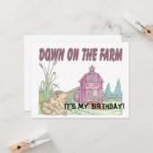 Carte Enfants de ferme Anniversaire (Devant/Arrière en situation)