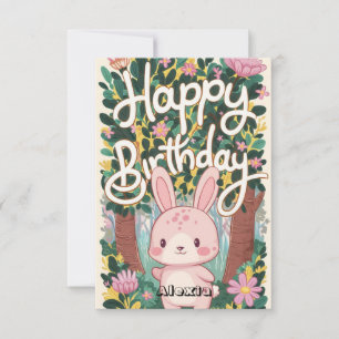 Carte Enfants de Woodland Bunny Digital Anniversaire