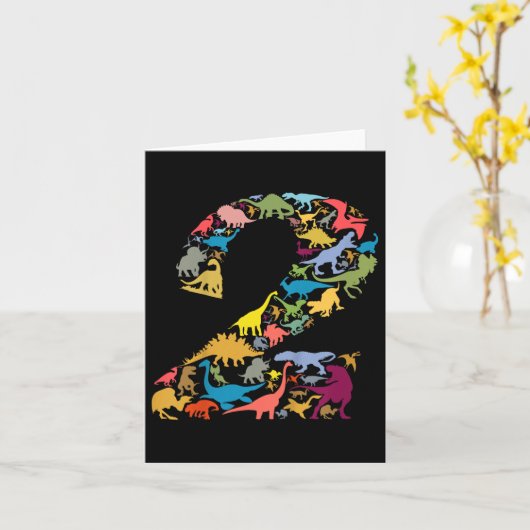Carte Enfants Dinosaur 2e anniversaire garçon 2 ans T-re (Fleur jaune)