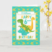 Carte Enfants Dinosaur 6 mois Anniversaire Bleu (Fleur jaune)